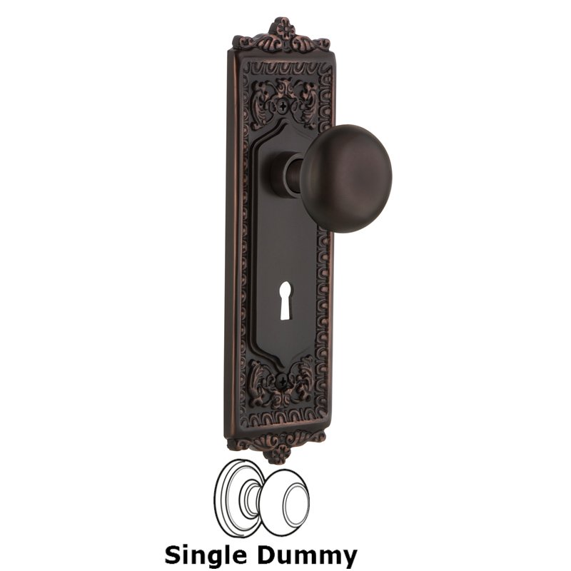 Nostalgic Warehouse Single Dummy with Keyhole - Egg & Dart Plate with New York Door Knobs in Timeless Bronze