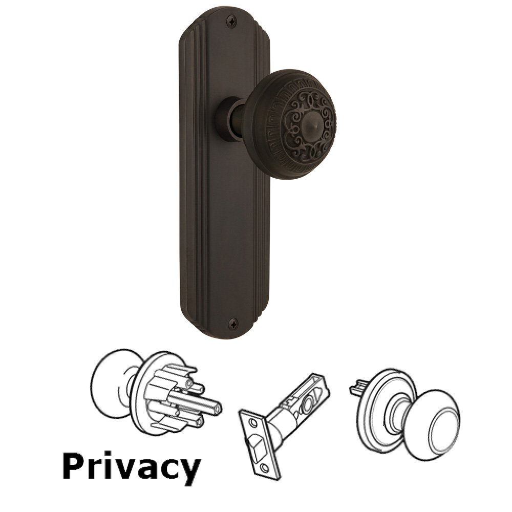 Nostalgic Warehouse Complete Privacy Set Without Keyhole - Deco Plate with Egg & Dart Knob in Oil Rubbed Bronze