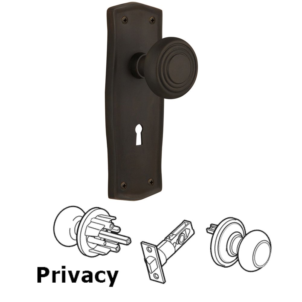 Nostalgic Warehouse Privacy Prairie Plate with Keyhole and Deco Door Knob in Oil-Rubbed Bronze