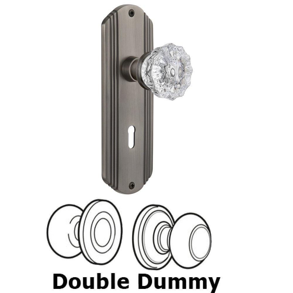 Nostalgic Warehouse Double Dummy Set With Keyhole - Deco Plate with Crystal Knob in Antique Pewter