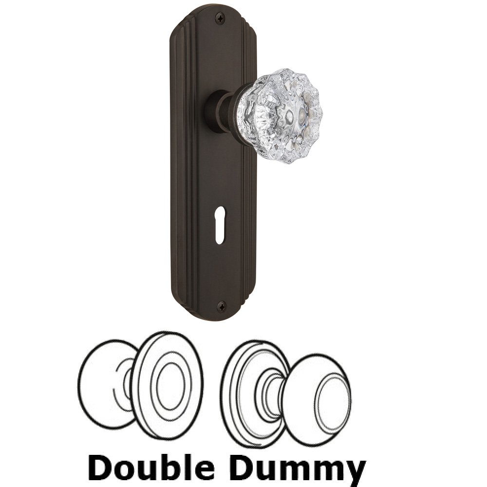 Nostalgic Warehouse Double Dummy Set With Keyhole - Deco Plate with Crystal Knob in Oil Rubbed Bronze