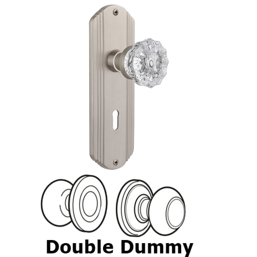 Nostalgic Warehouse Double Dummy Set With Keyhole - Deco Plate with Crystal Knob in Satin Nickel