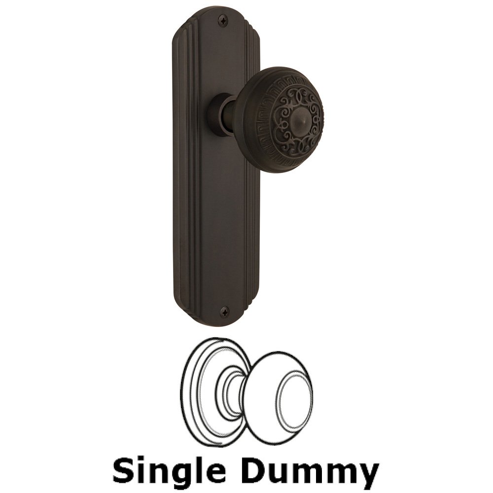 Nostalgic Warehouse Single Dummy Knob Without Keyhole - Deco Plate with Egg & Dart Knob in Oil Rubbed Bronze