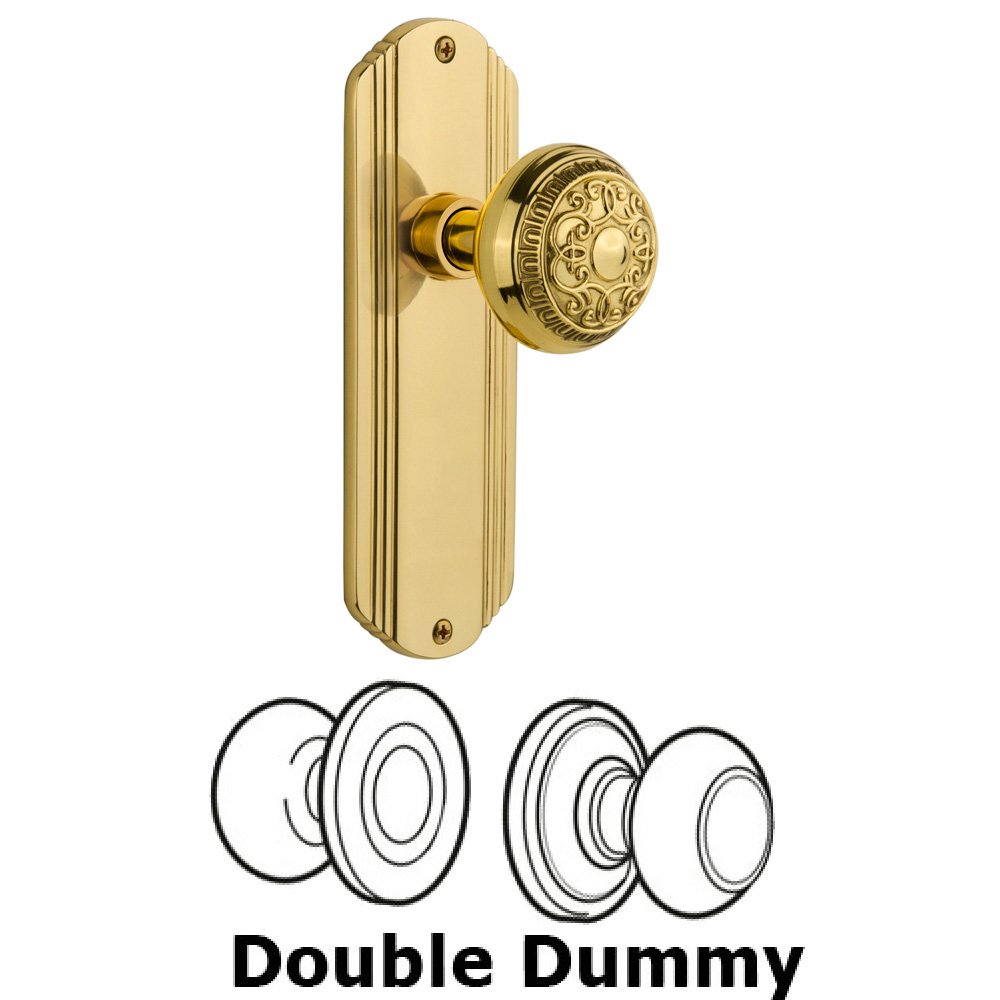 Nostalgic Warehouse Double Dummy Set Without Keyhole - Deco Plate with Egg & Dart Knob in Unlacquered Brass