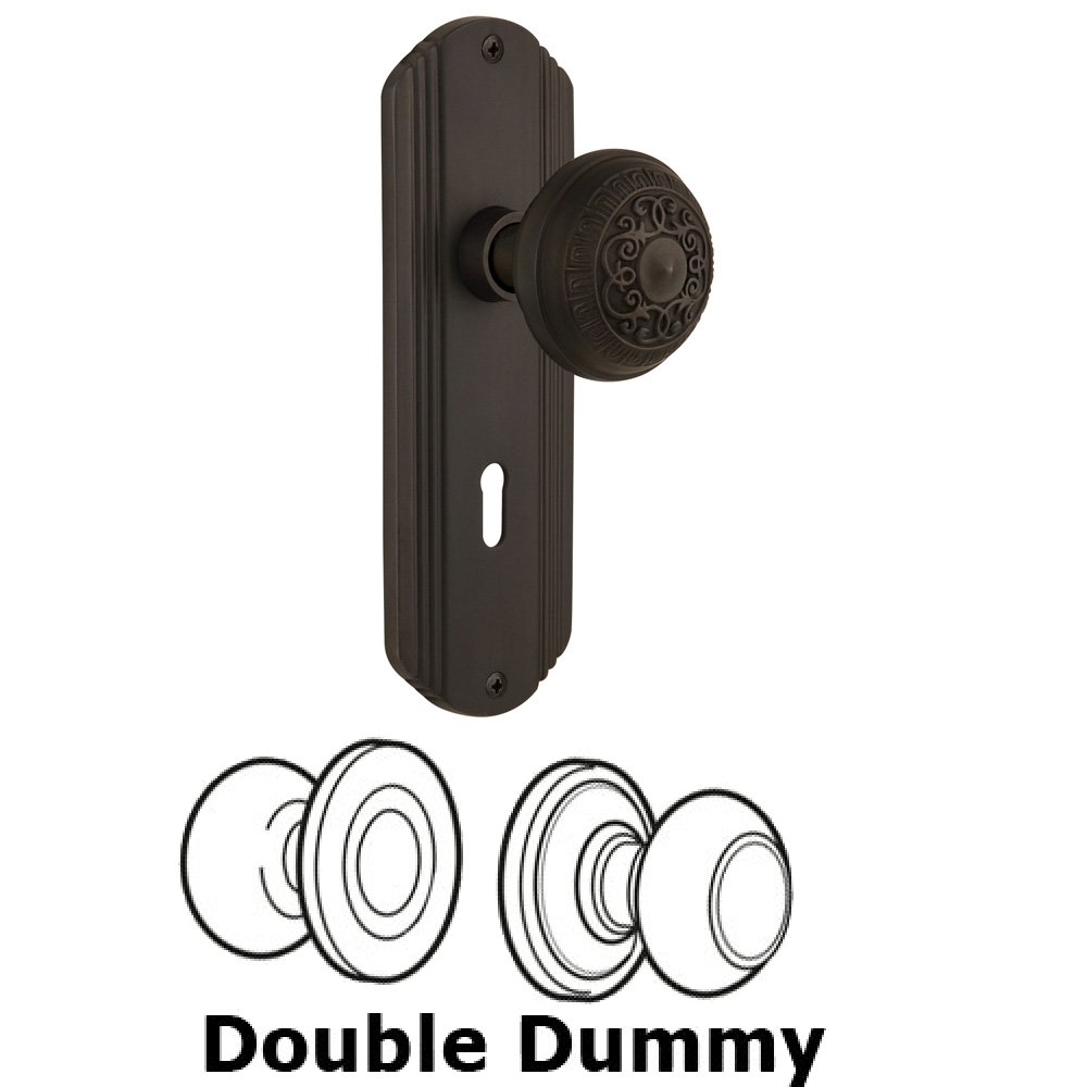 Nostalgic Warehouse Double Dummy Set With Keyhole - Deco Plate with Egg & Dart Knob in Oil Rubbed Bronze