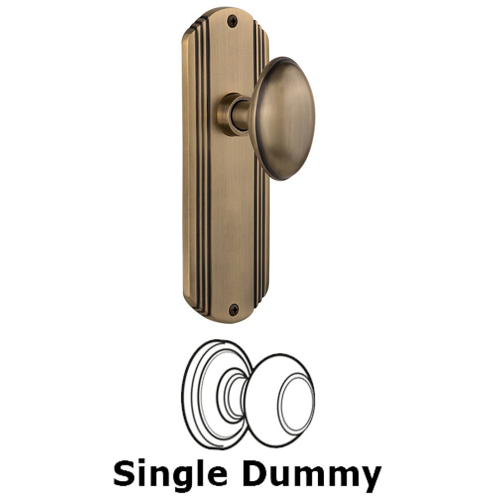 Nostalgic Warehouse Single Dummy Knob Without Keyhole - Deco Plate with Homestead Knob in Antique Brass