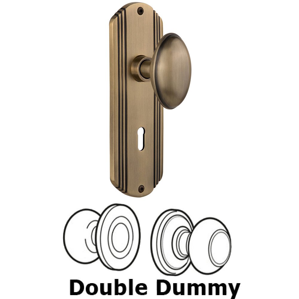 Nostalgic Warehouse Double Dummy Set With Keyhole - Deco Plate with Homestead Knob in Antique Brass