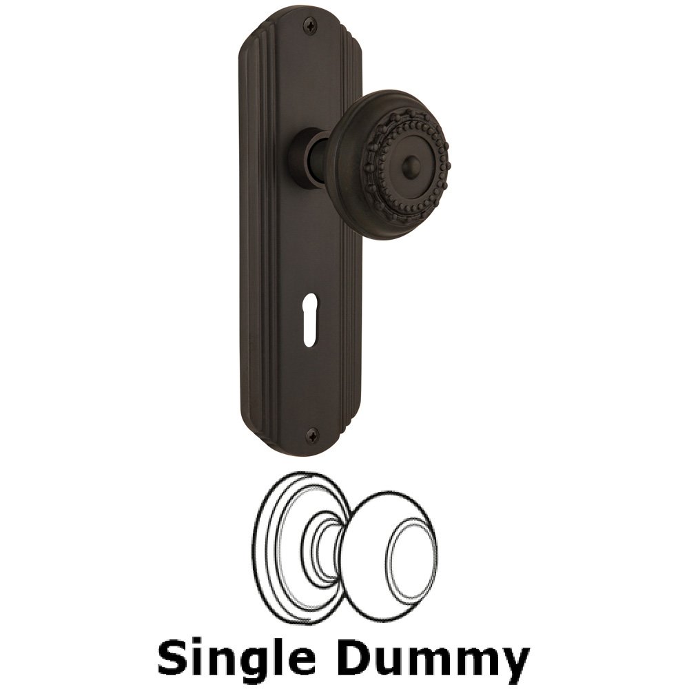 Nostalgic Warehouse Single Dummy Knob With Keyhole - Deco Plate with Meadows Knob in Oil Rubbed Bronze