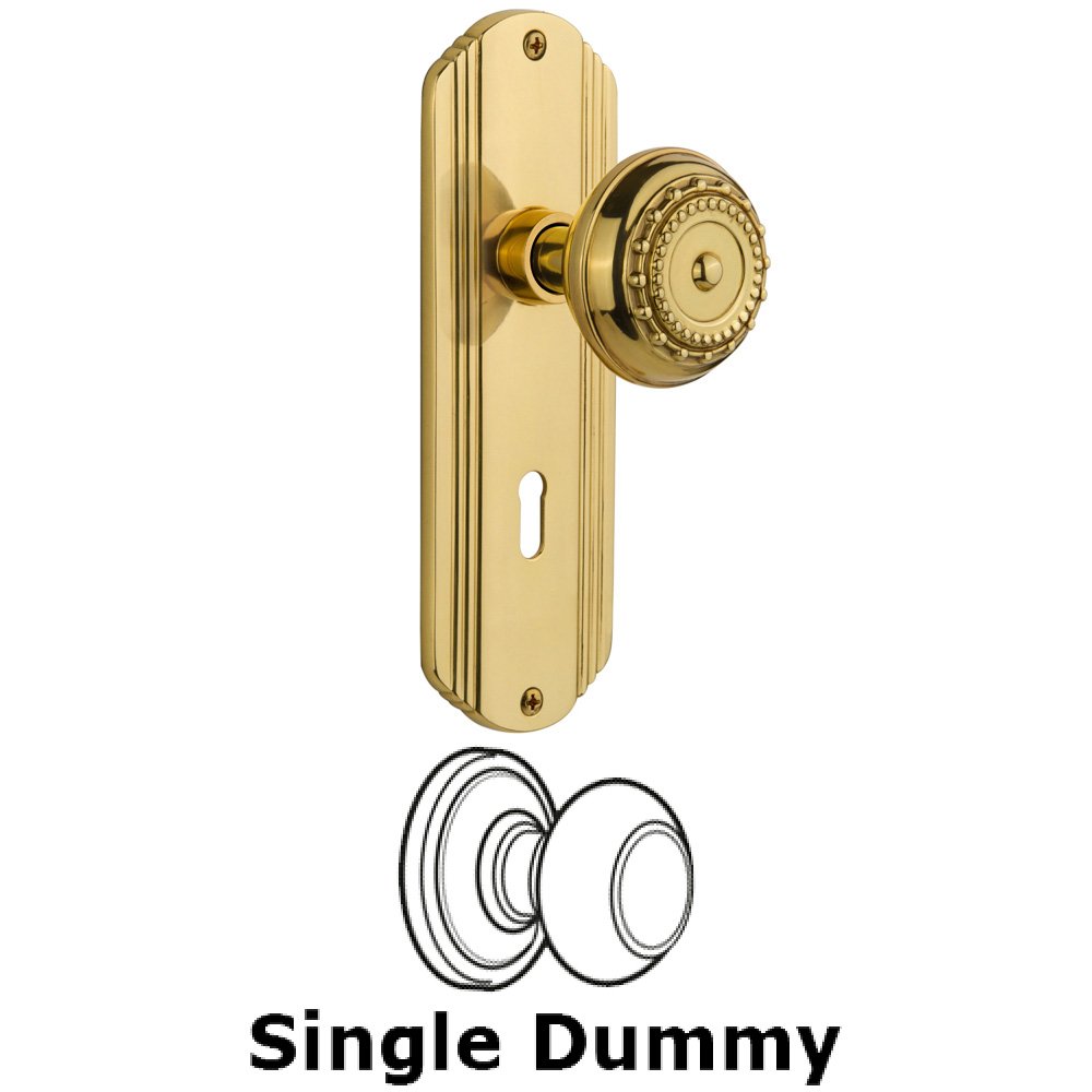 Nostalgic Warehouse Single Dummy Knob With Keyhole - Deco Plate with Meadows Knob in Unlacquered Brass