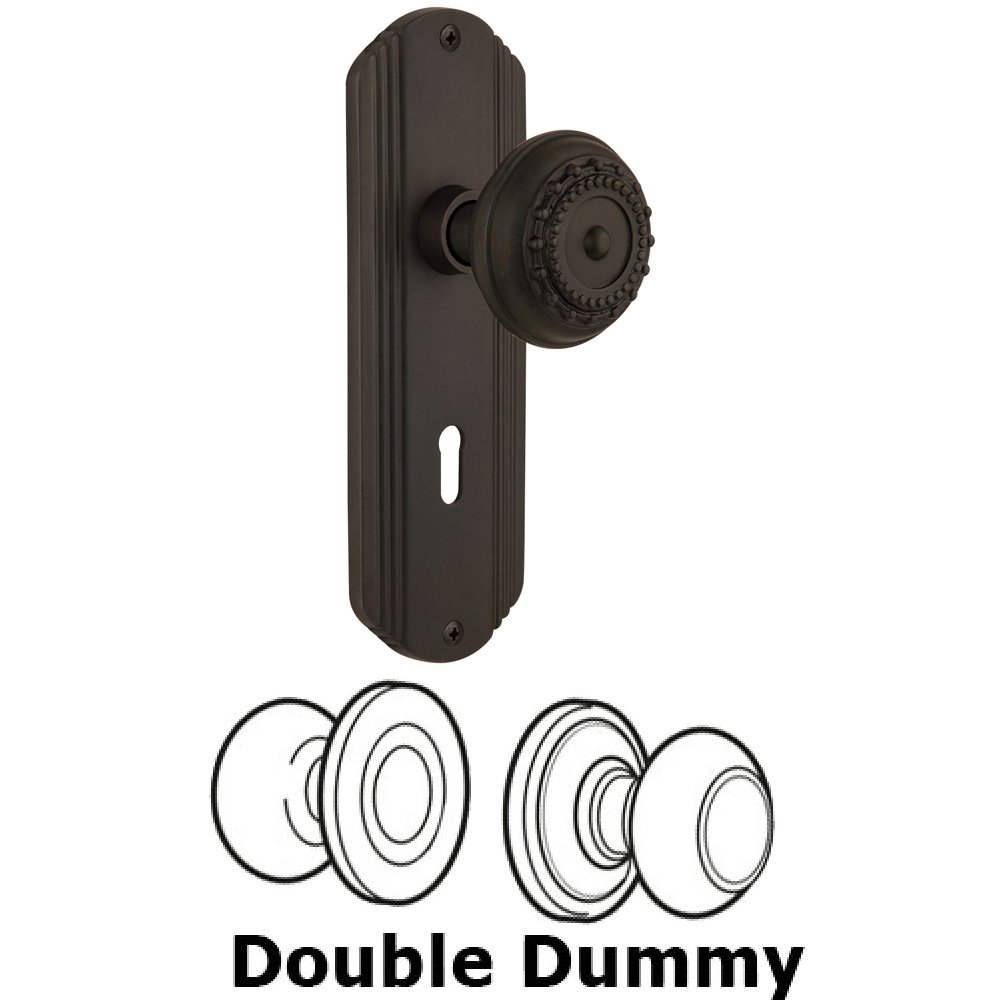 Nostalgic Warehouse Double Dummy Set With Keyhole - Deco Plate with Meadows Knob in Oil Rubbed Bronze