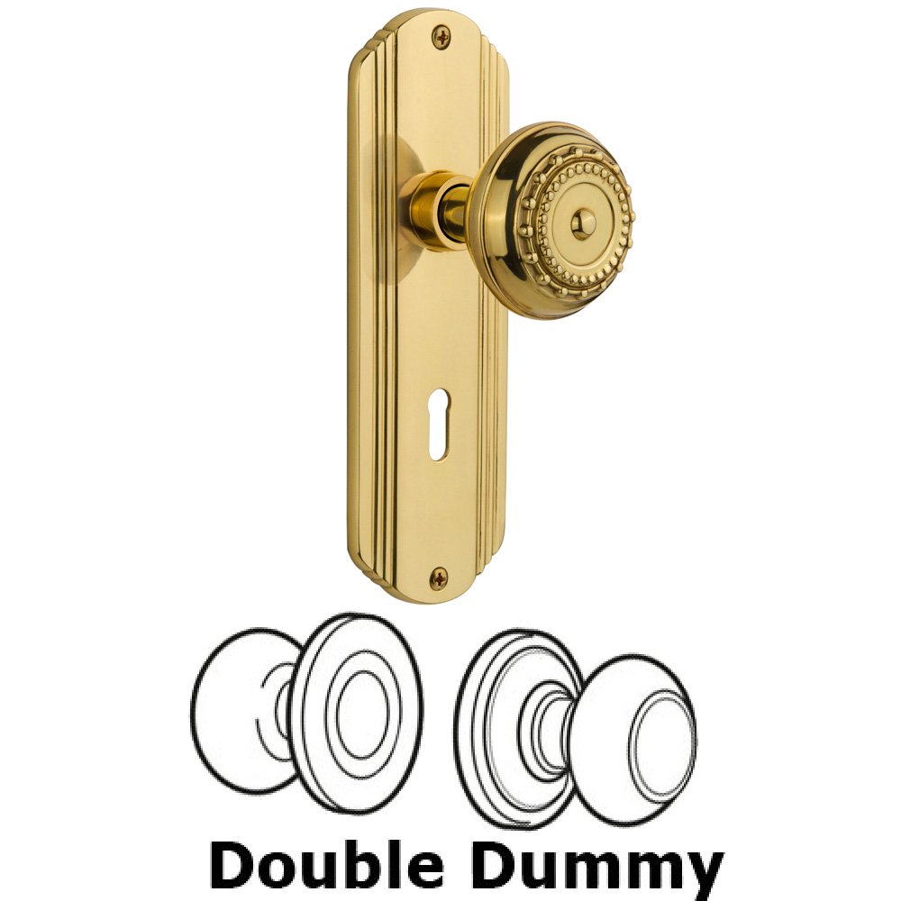 Nostalgic Warehouse Double Dummy Set With Keyhole - Deco Plate with Meadows Knob in Unlacquered Brass
