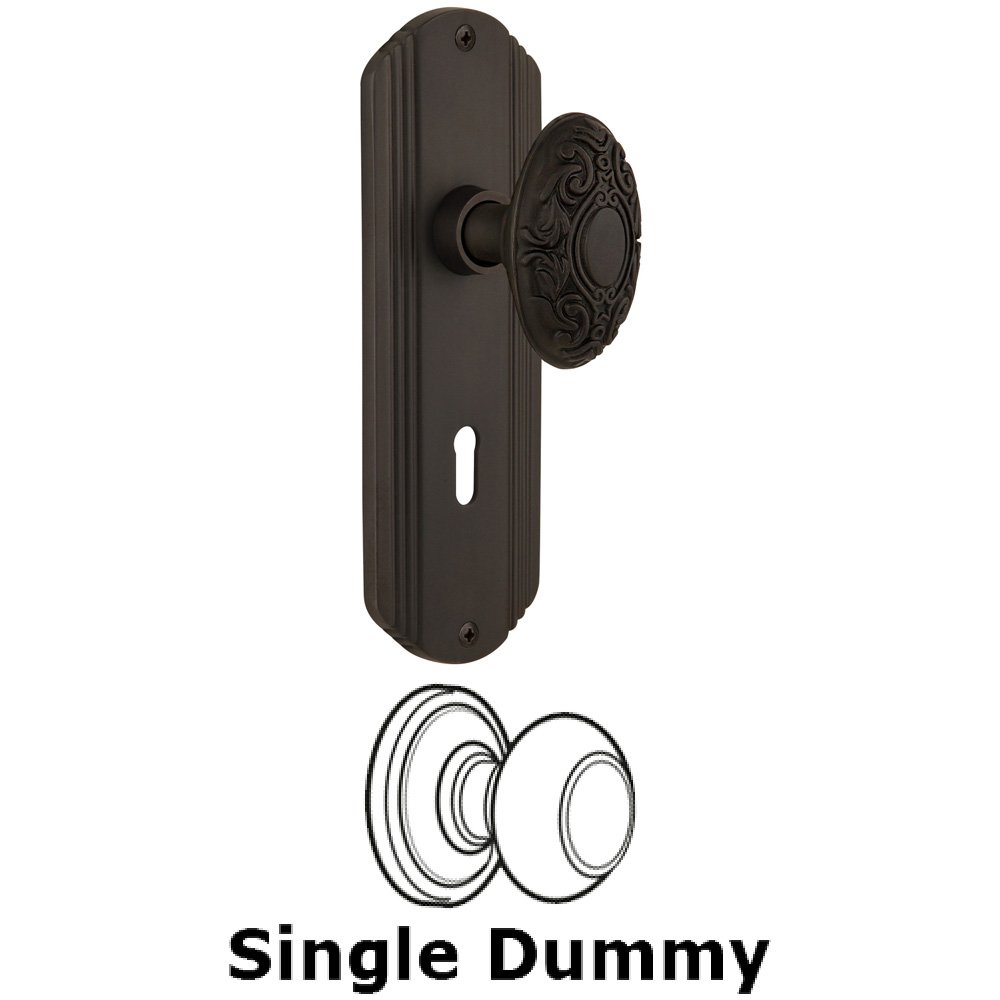Nostalgic Warehouse Single Dummy Knob With Keyhole - Deco Plate with Victorian Knob in Oil Rubbed Bronze
