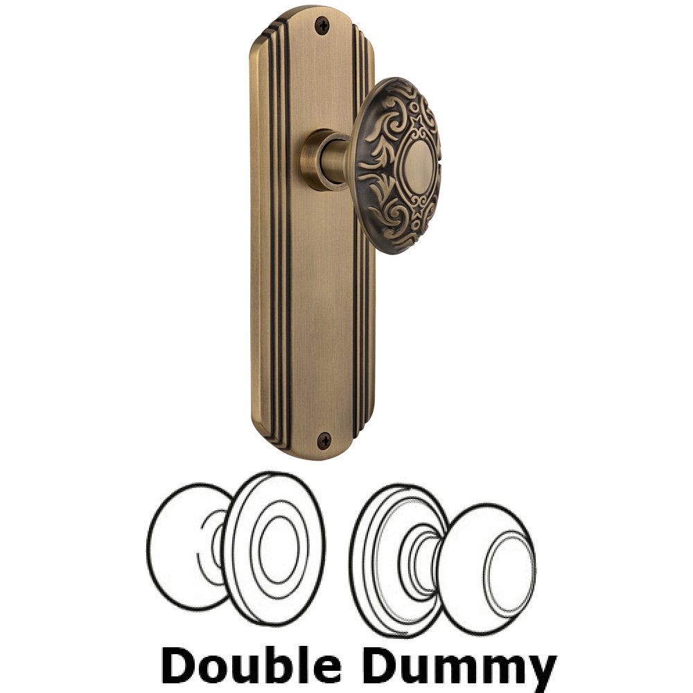 Nostalgic Warehouse Double Dummy Set Without Keyhole - Deco Plate with Victorian Knob in Antique Brass