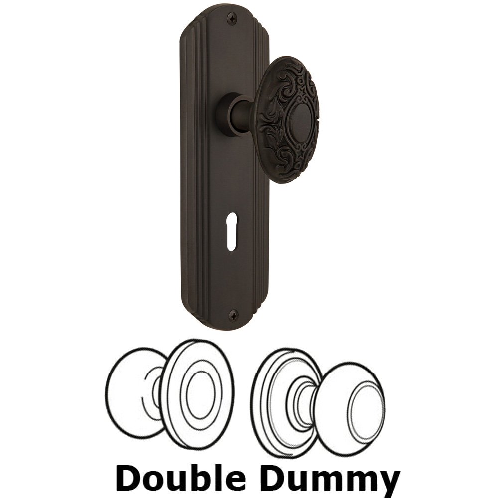 Nostalgic Warehouse Double Dummy Set With Keyhole - Deco Plate with Victorian Knob in Oil Rubbed Bronze