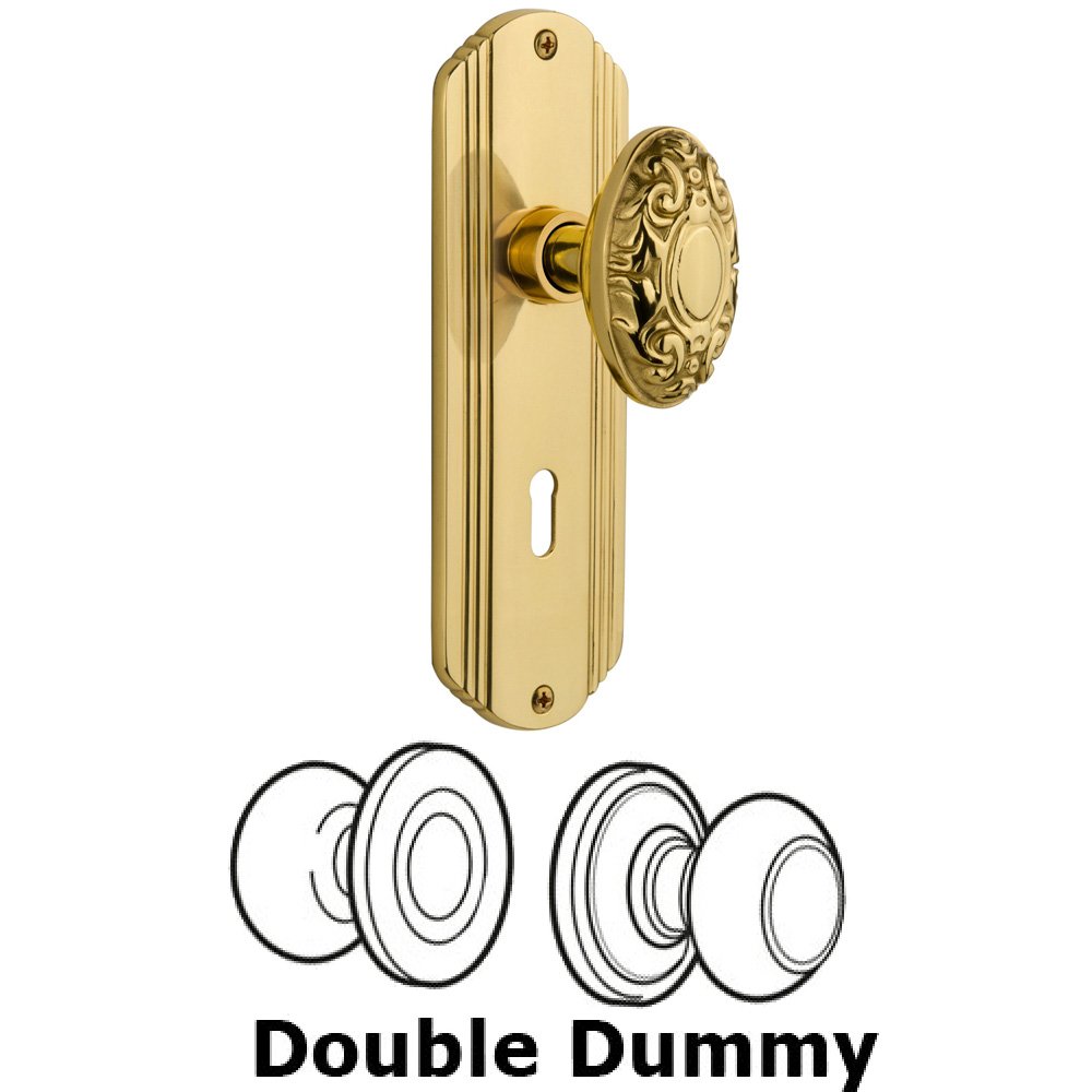 Nostalgic Warehouse Double Dummy Set With Keyhole - Deco Plate with Victorian Knob in Polished Brass