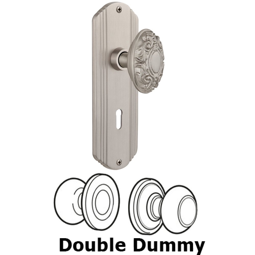 Nostalgic Warehouse Double Dummy Set With Keyhole - Deco Plate with Victorian Knob in Satin Nickel