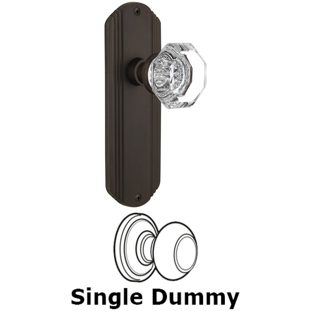 Nostalgic Warehouse Single Dummy Knob Without Keyhole - Deco Plate with Waldorf Knob in Oil Rubbed Bronze
