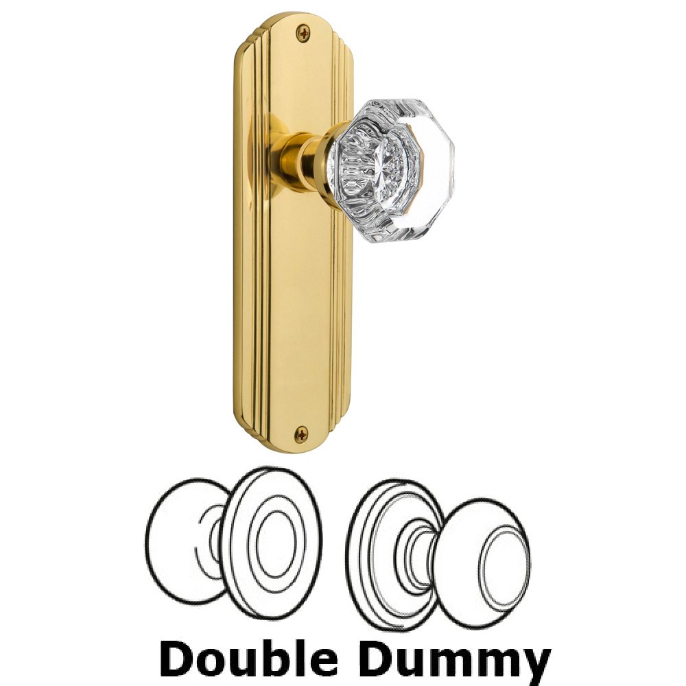 Nostalgic Warehouse Double Dummy Set Without Keyhole - Deco Plate with Waldorf Knob in Unlacquered Brass