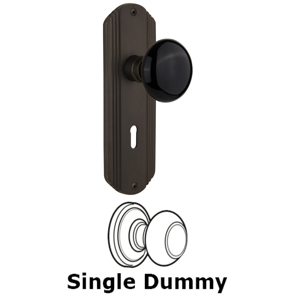 Nostalgic Warehouse Single Dummy Knob With Keyhole - Deco Plate with Black Porcelain Knob in Oil Rubbed Bronze