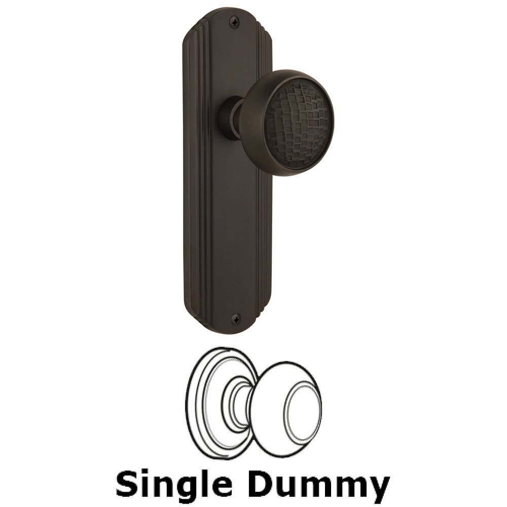 Nostalgic Warehouse Single Dummy Knob Without Keyhole - Deco Plate with Craftsman Knob in Oil Rubbed Bronze