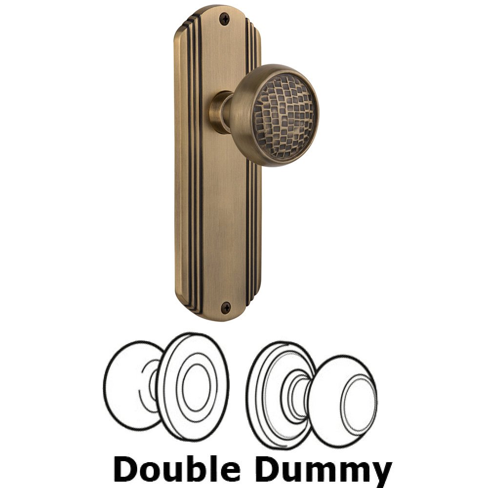 Nostalgic Warehouse Double Dummy Set Without Keyhole - Deco Plate with Craftsman Knob in Antique Brass