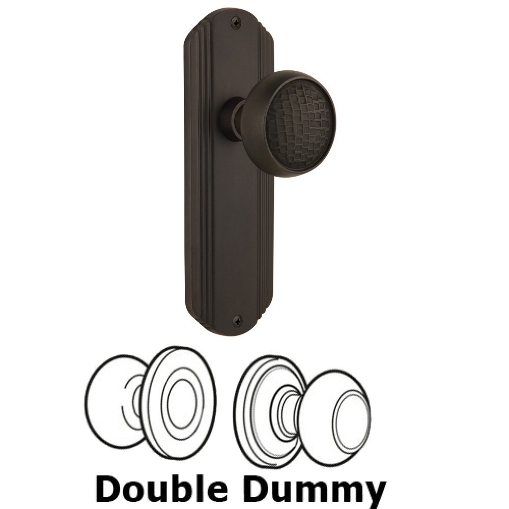 Nostalgic Warehouse Double Dummy Set Without Keyhole - Deco Plate with Craftsman Knob in Oil Rubbed Bronze