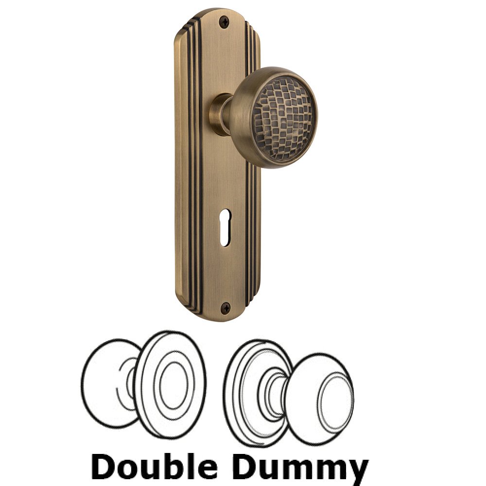 Nostalgic Warehouse Double Dummy Set With Keyhole - Deco Plate with Craftsman Knob in Antique Brass
