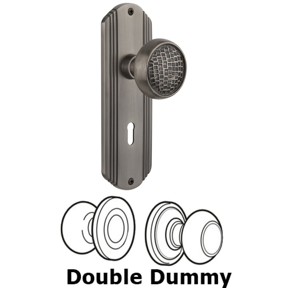 Nostalgic Warehouse Double Dummy Set With Keyhole - Deco Plate with Craftsman Knob in Antique Pewter