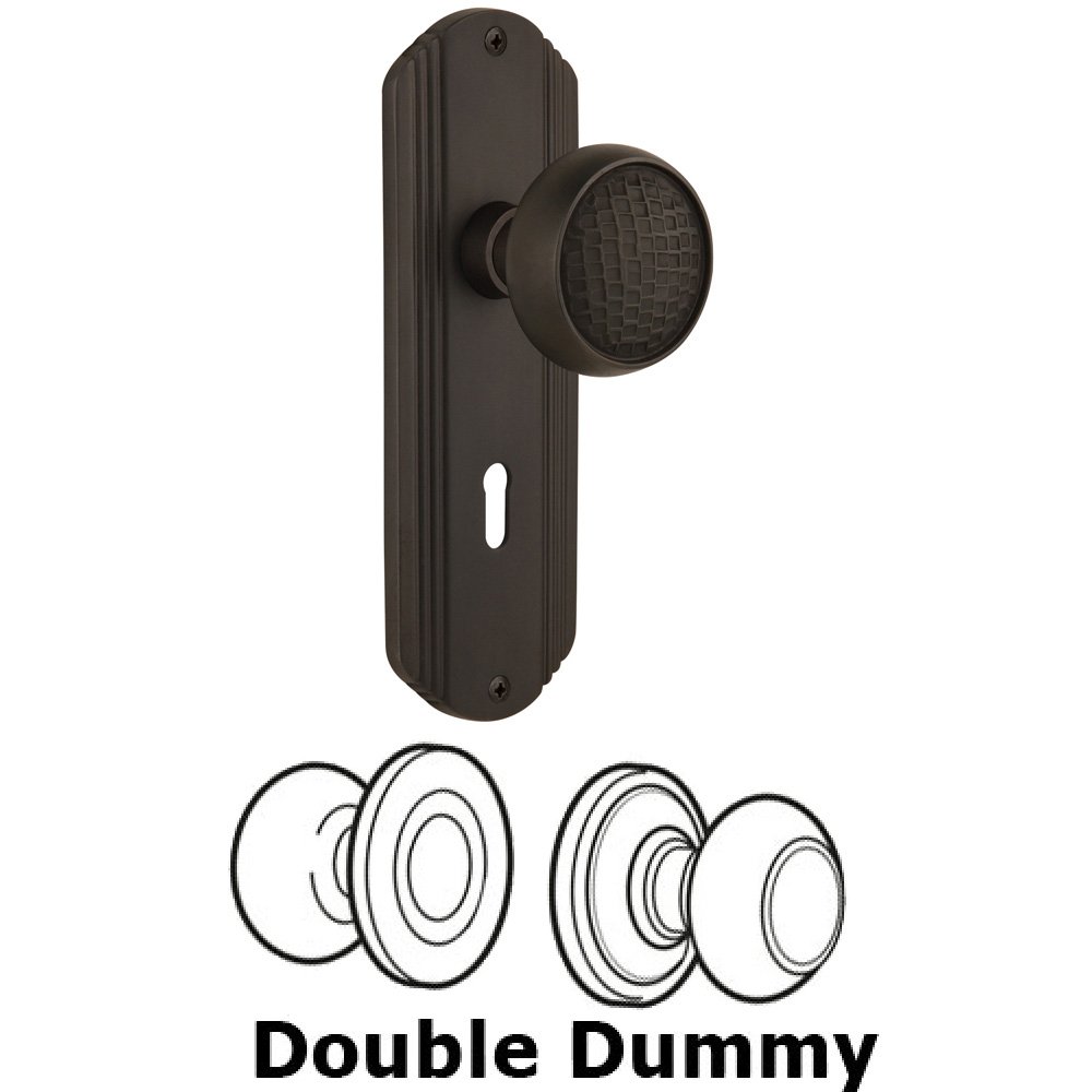 Nostalgic Warehouse Double Dummy Set With Keyhole - Deco Plate with Craftsman Knob in Oil Rubbed Bronze
