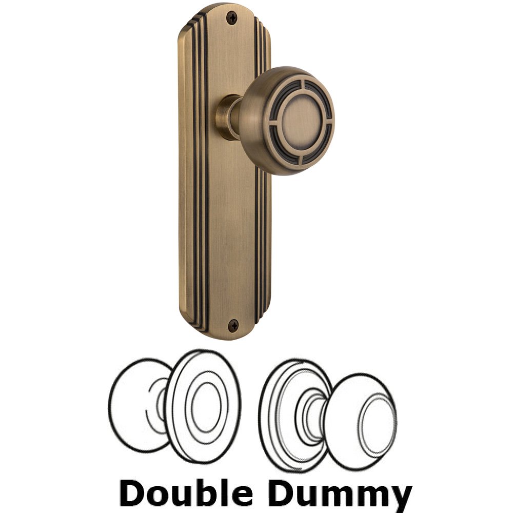 Nostalgic Warehouse Double Dummy Set Without Keyhole - Deco Plate with Mission Knob in Antique Brass
