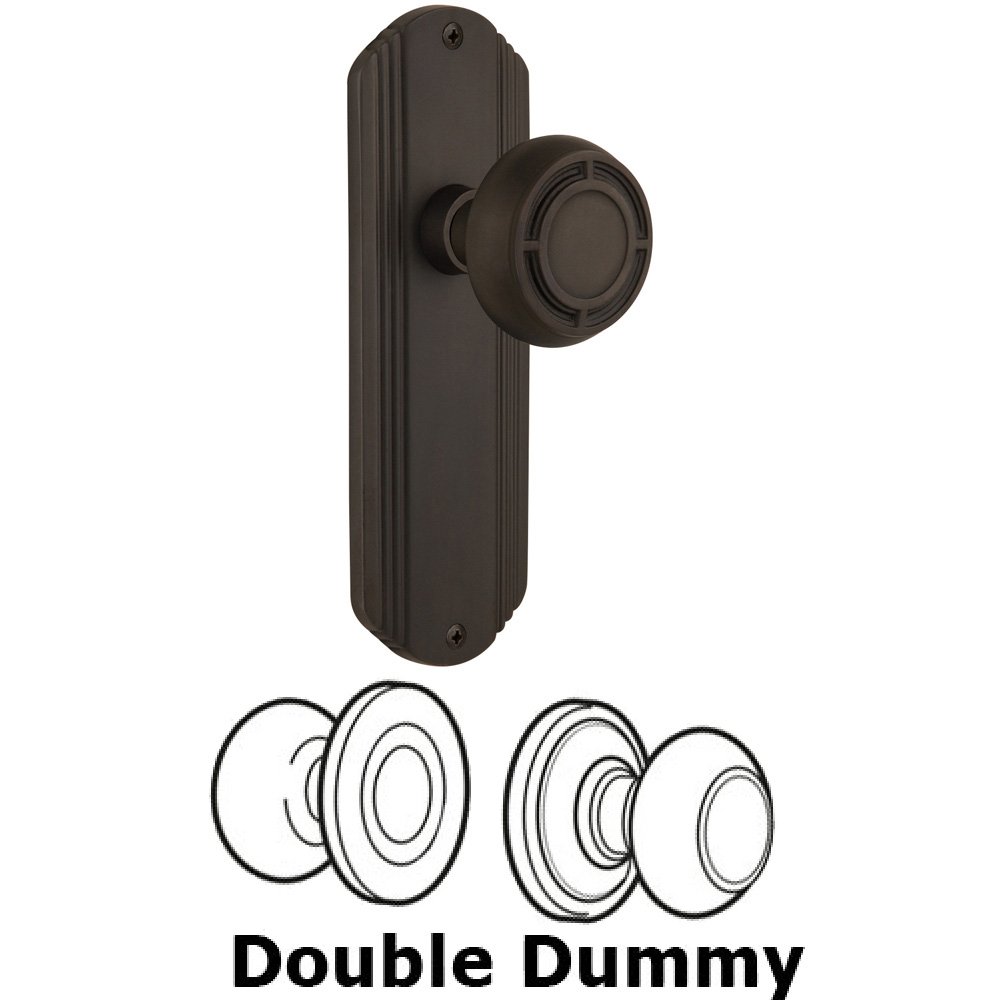 Nostalgic Warehouse Double Dummy Set Without Keyhole - Deco Plate with Mission Knob in Oil Rubbed Bronze