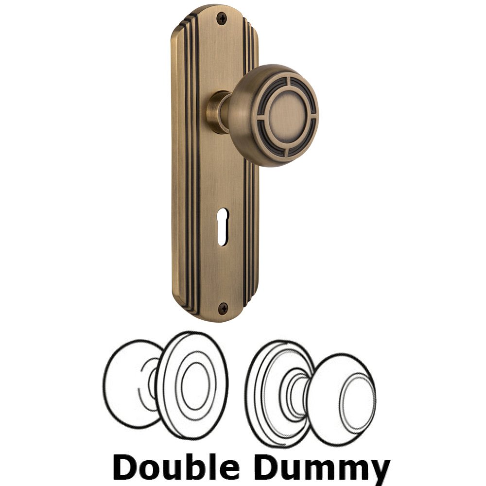 Nostalgic Warehouse Double Dummy Set With Keyhole - Deco Plate with Mission Knob in Antique Brass