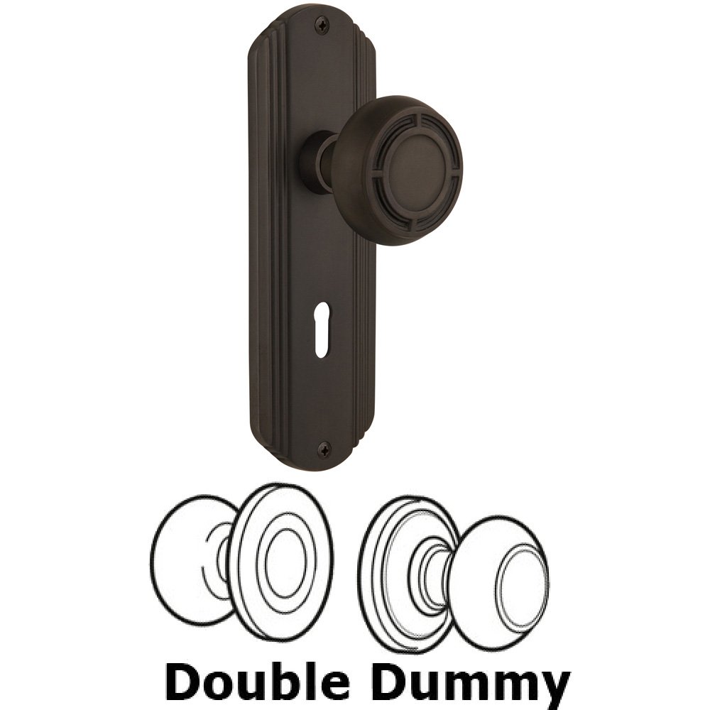 Nostalgic Warehouse Double Dummy Set With Keyhole - Deco Plate with Mission Knob in Oil Rubbed Bronze