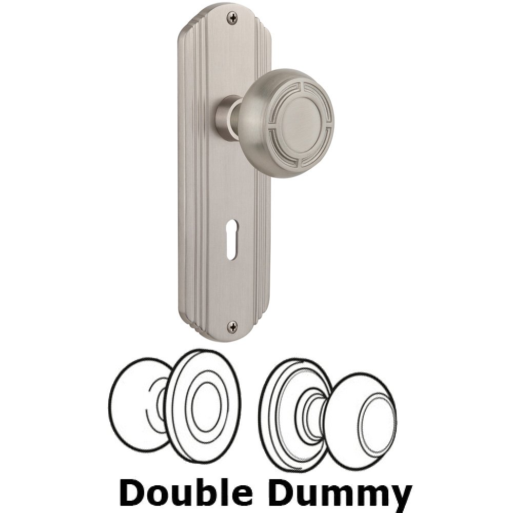 Nostalgic Warehouse Double Dummy Set With Keyhole - Deco Plate with Mission Knob in Satin Nickel