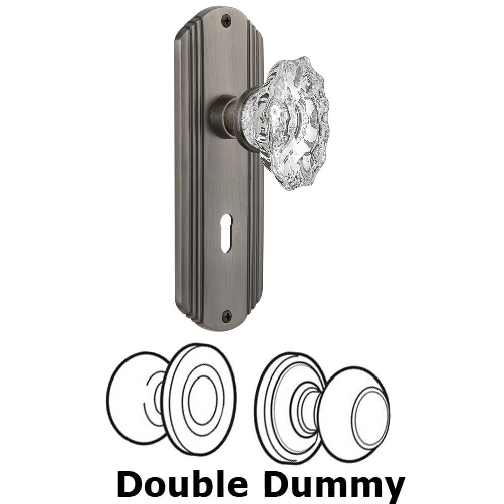 Nostalgic Warehouse Double Dummy Set With Keyhole - Deco Plate with Chateau Knob in Antique Pewter