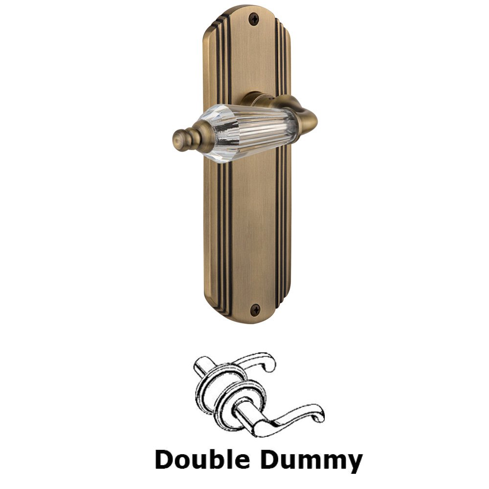 Nostalgic Warehouse Double Dummy Set Without Keyhole - Deco Plate with Parlour Lever in Antique Brass
