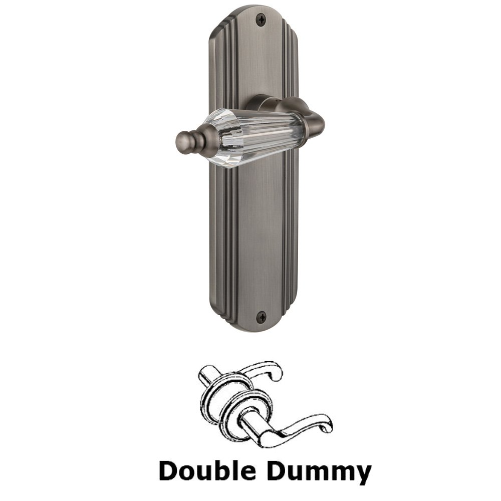 Nostalgic Warehouse Double Dummy Set Without Keyhole - Deco Plate with Parlour Lever in Antique Pewter