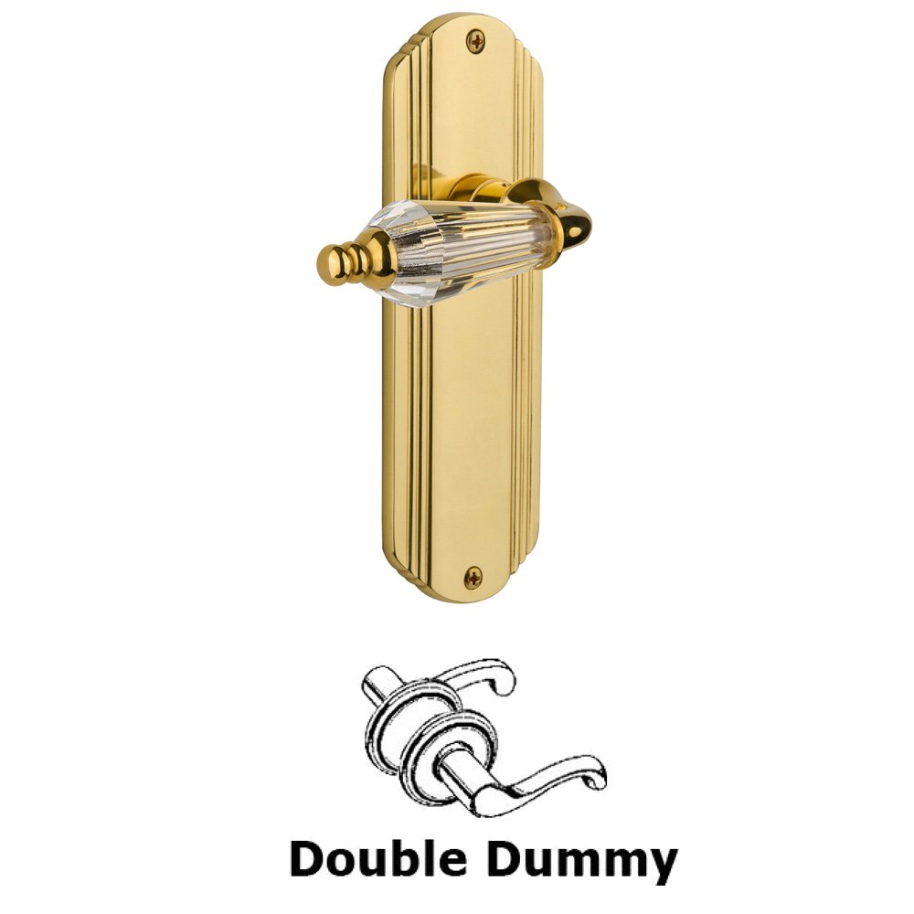Nostalgic Warehouse Double Dummy Set Without Keyhole - Deco Plate with Parlour Lever in Polished Brass