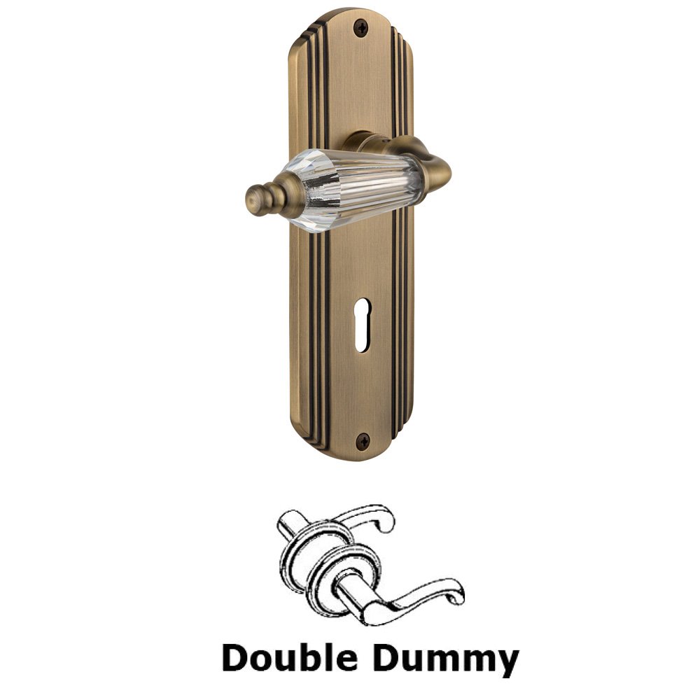 Nostalgic Warehouse Double Dummy Set With Keyhole - Deco Plate with Parlour Lever in Antique Brass