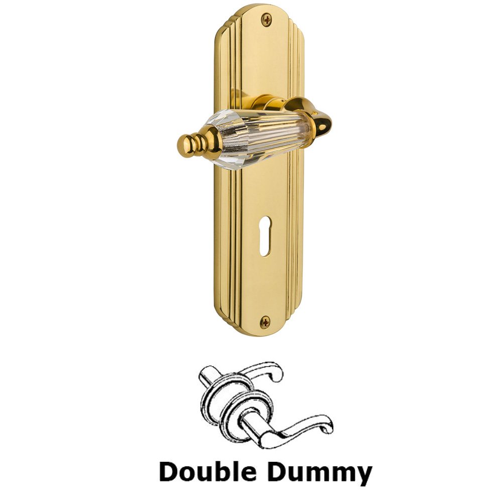 Nostalgic Warehouse Double Dummy Set With Keyhole - Deco Plate with Parlour Lever in Unlacquered Brass