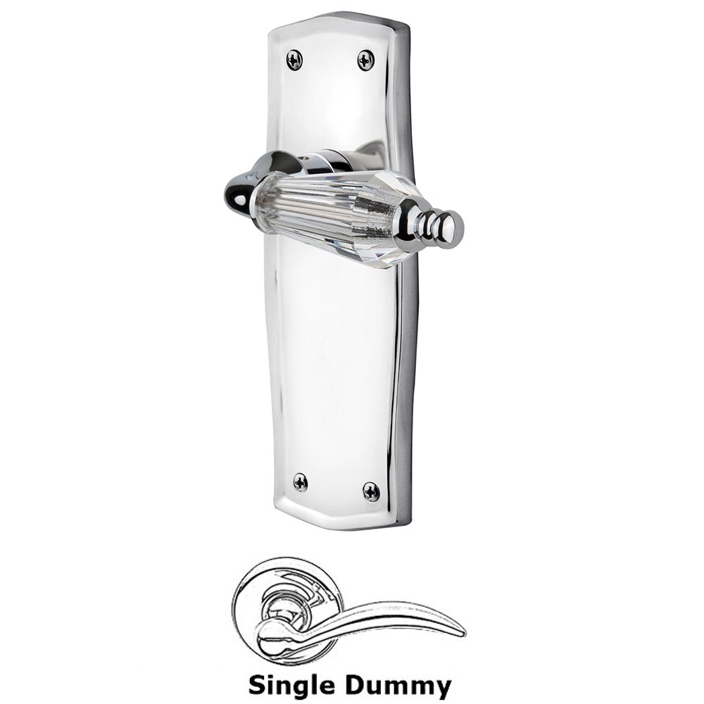Nostalgic Warehouse Single Dummy Lever Without Keyhole - Prairie Plate with Parlor Lever in Bright Chrome
