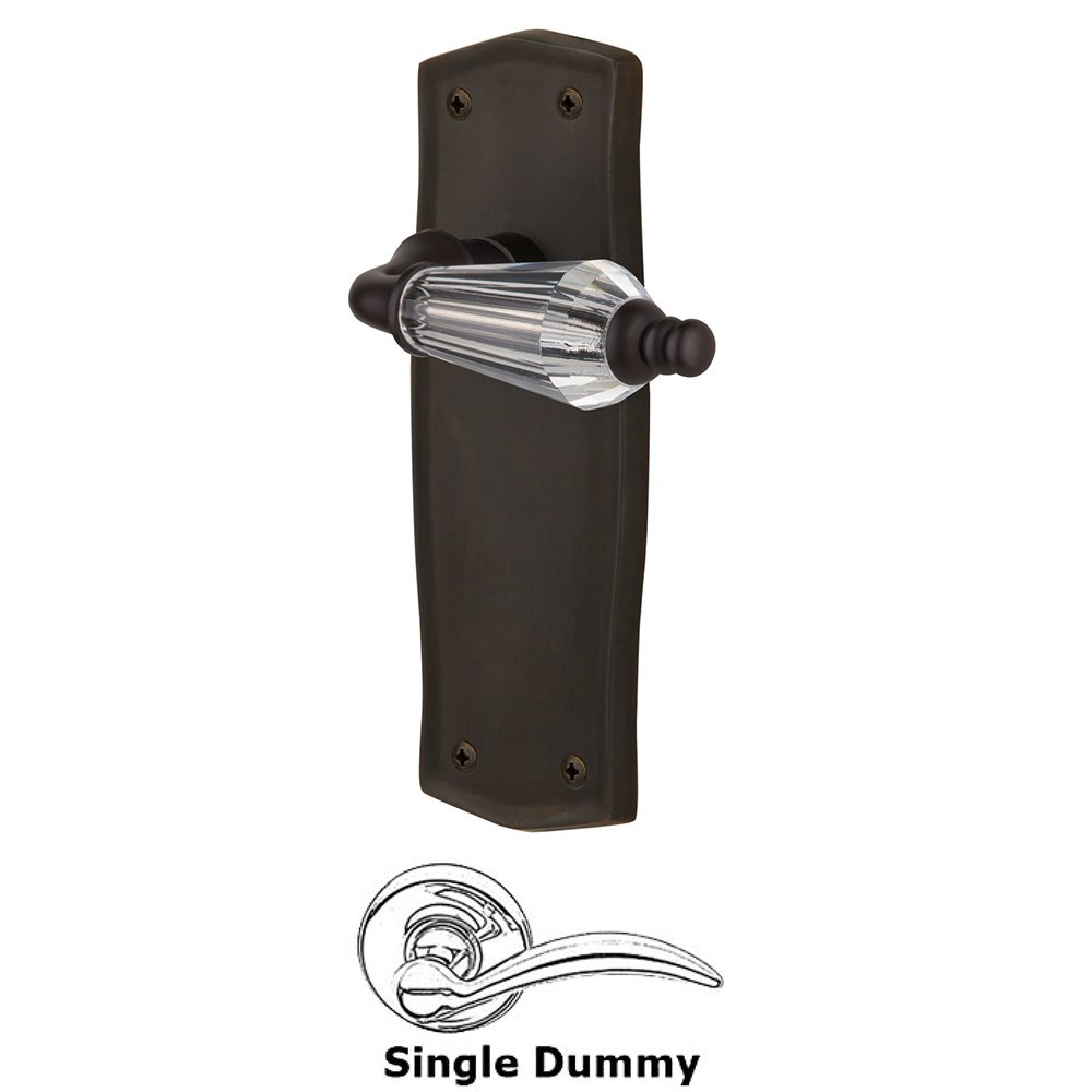 Nostalgic Warehouse Single Dummy Lever Without Keyhole - Prairie Plate with Parlor Lever in Oil-Rubbed Bronze