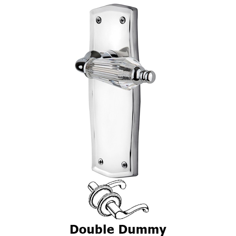 Nostalgic Warehouse Double Dummy Set Without Keyhole - Prairie Plate with Parlor Lever in Bright Chrome