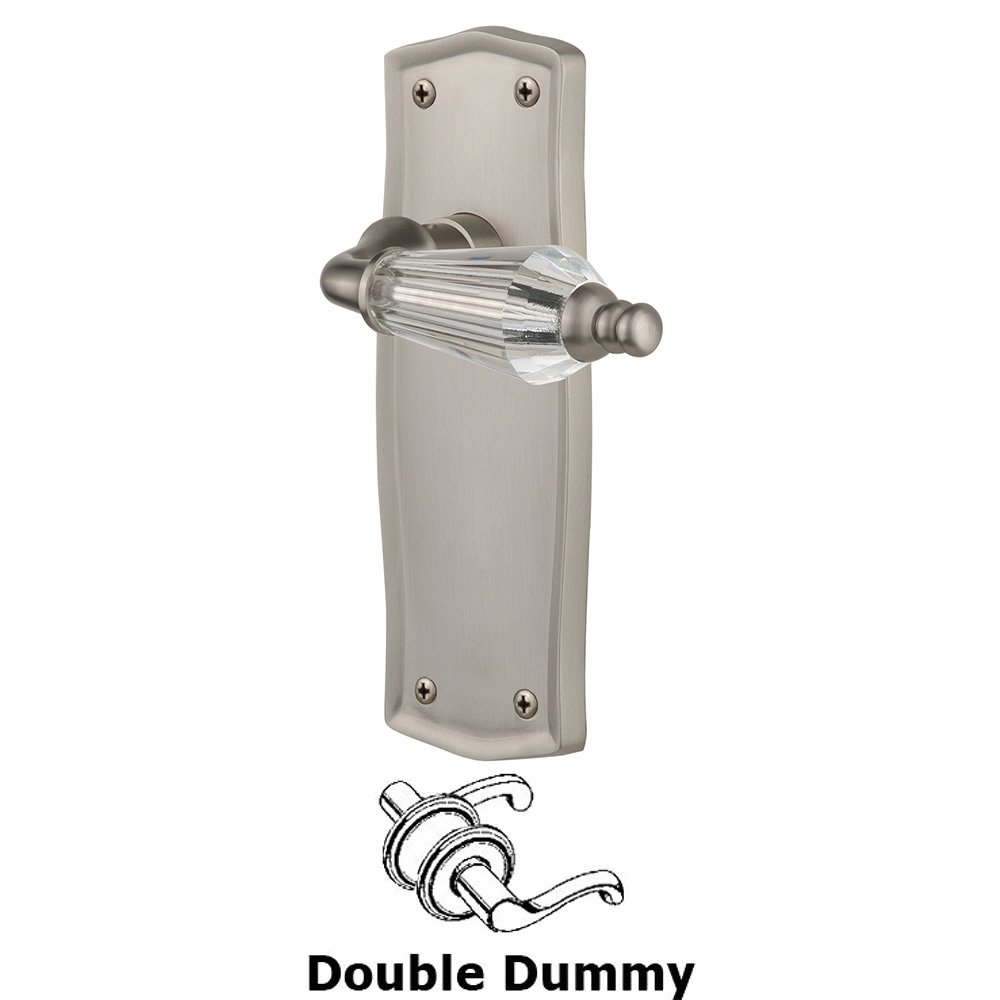 Nostalgic Warehouse Double Dummy Set Without Keyhole - Prairie Plate with Parlor Lever in Satin Nickel