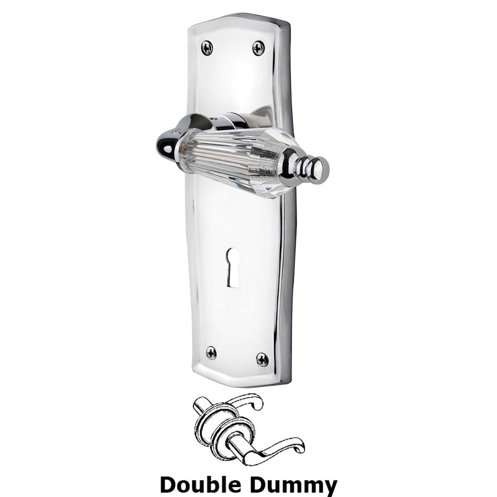 Nostalgic Warehouse Double Dummy Lever With Keyhole - Prairie Plate with Parlor Lever in Bright Chrome