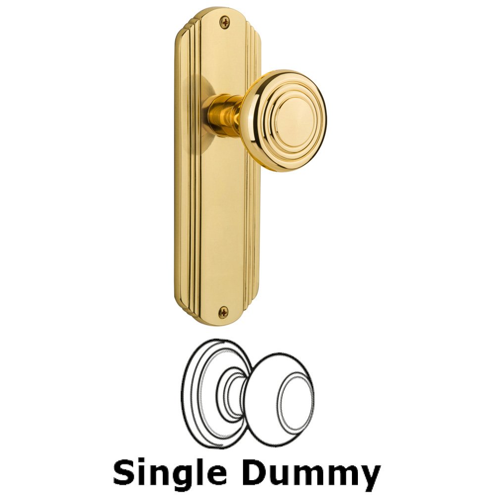Nostalgic Warehouse Single Dummy Knob Without Keyhole - Deco Plate with Deco Knob in Unlacquered Brass