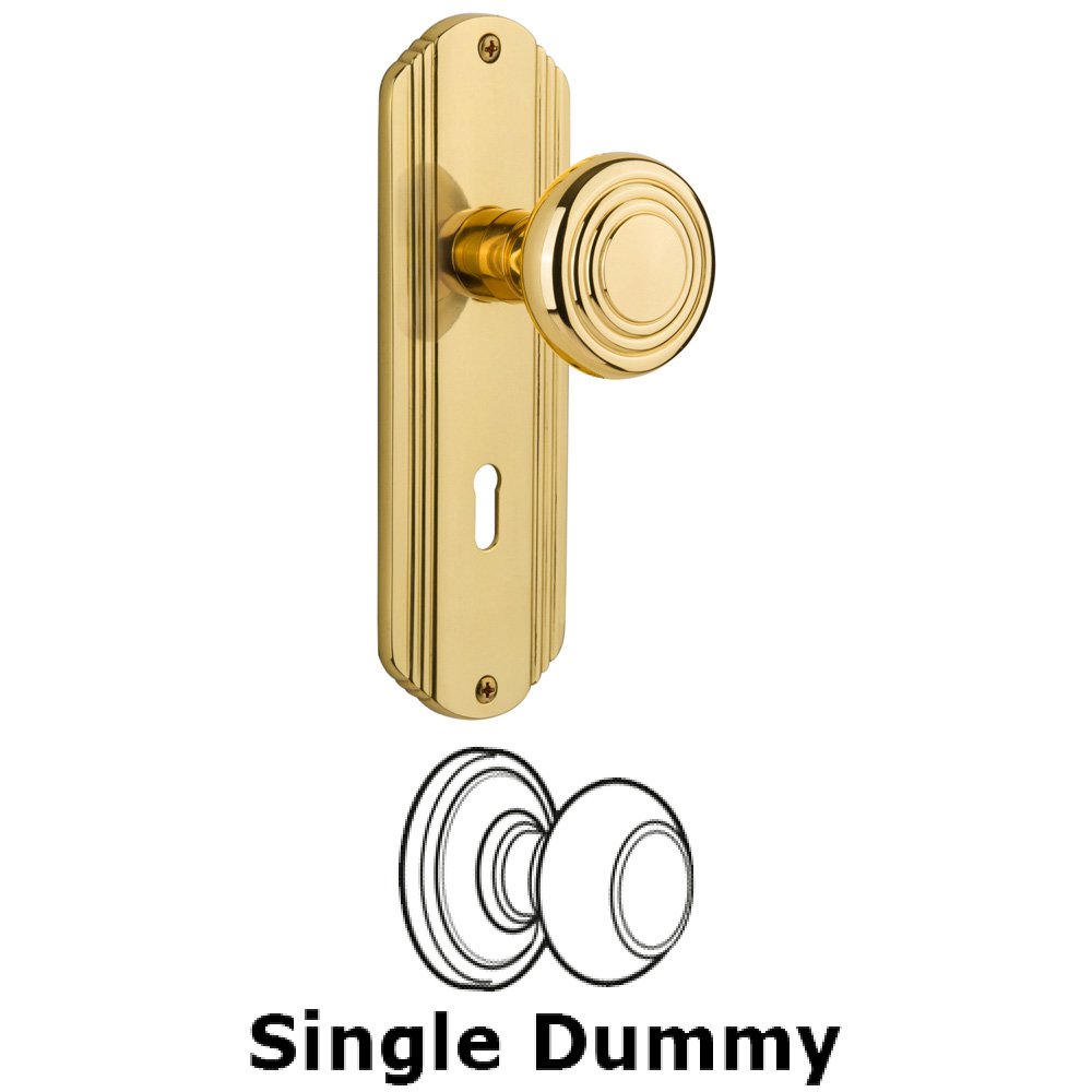 Nostalgic Warehouse Single Dummy Knob With Keyhole - Deco Plate with Deco Knob in Unlacquered Brass