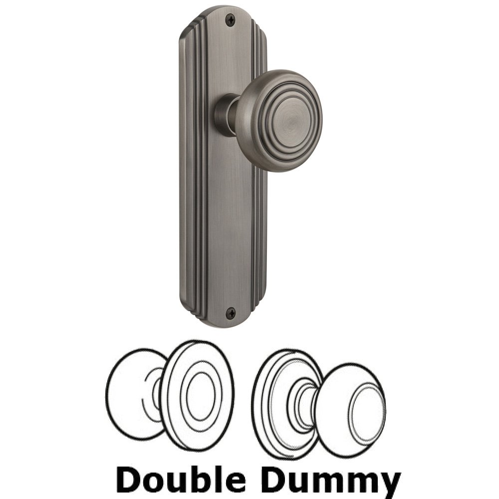 Nostalgic Warehouse Double Dummy Set Without Keyhole - Deco Plate with Deco Knob in Antique Pewter