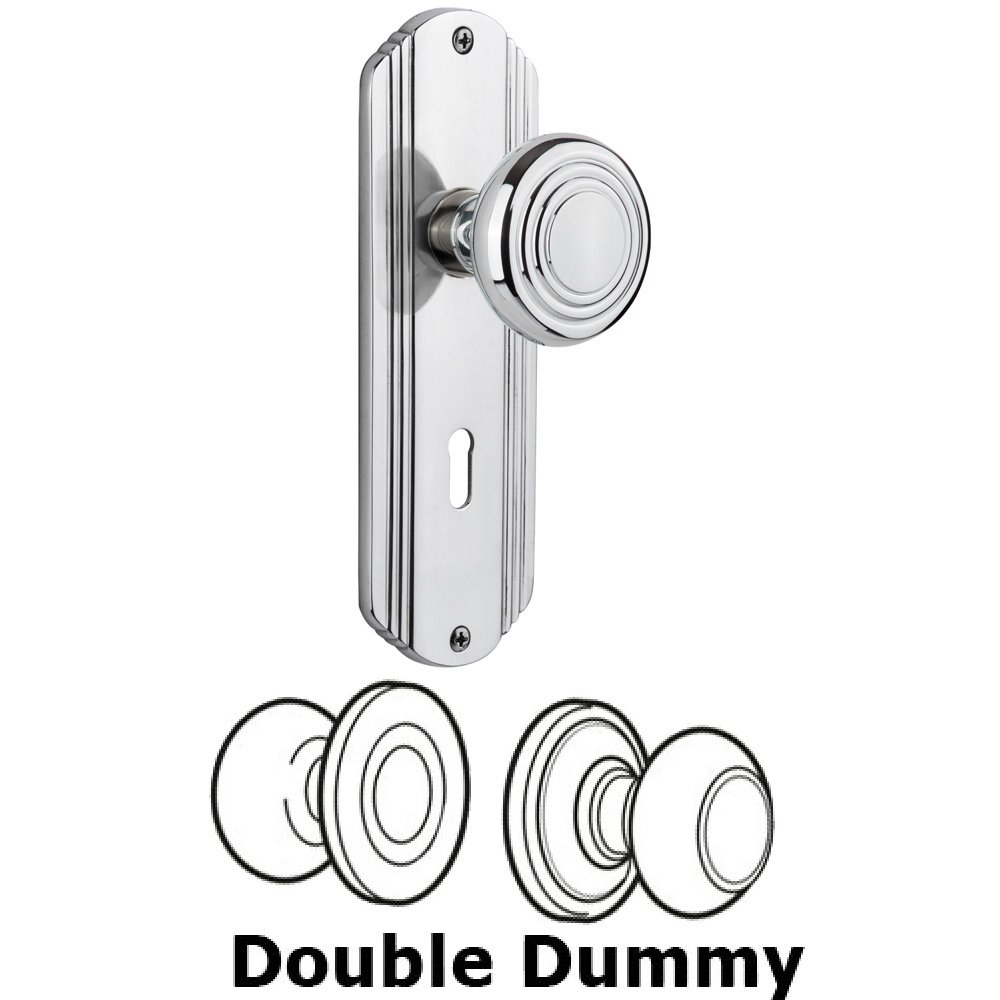 Nostalgic Warehouse Double Dummy Set With Keyhole - Deco Plate with Deco Knob in Bright Chrome