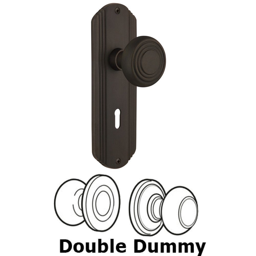Nostalgic Warehouse Double Dummy Set With Keyhole - Deco Plate with Deco Knob in Oil Rubbed Bronze